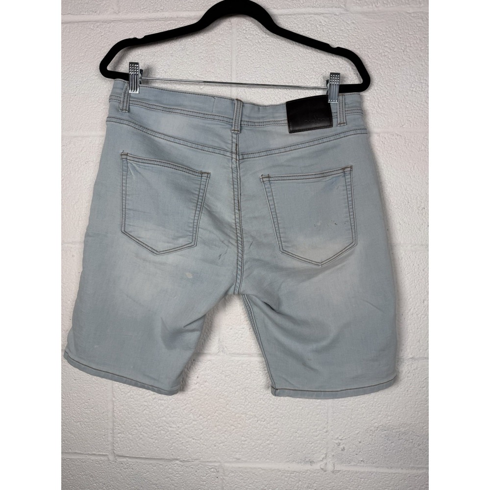 READ Tailor Vintage Men's Light Wash Denim Shorts 34 Slim Stretch Stained